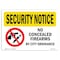 Signmission Sign, 12" H, 18" W, Plastic, No Concealed Weapons By City, Landscape, SN-P-1218-L-11591 OS-SN-P-1218-L-11591 - alternate 1